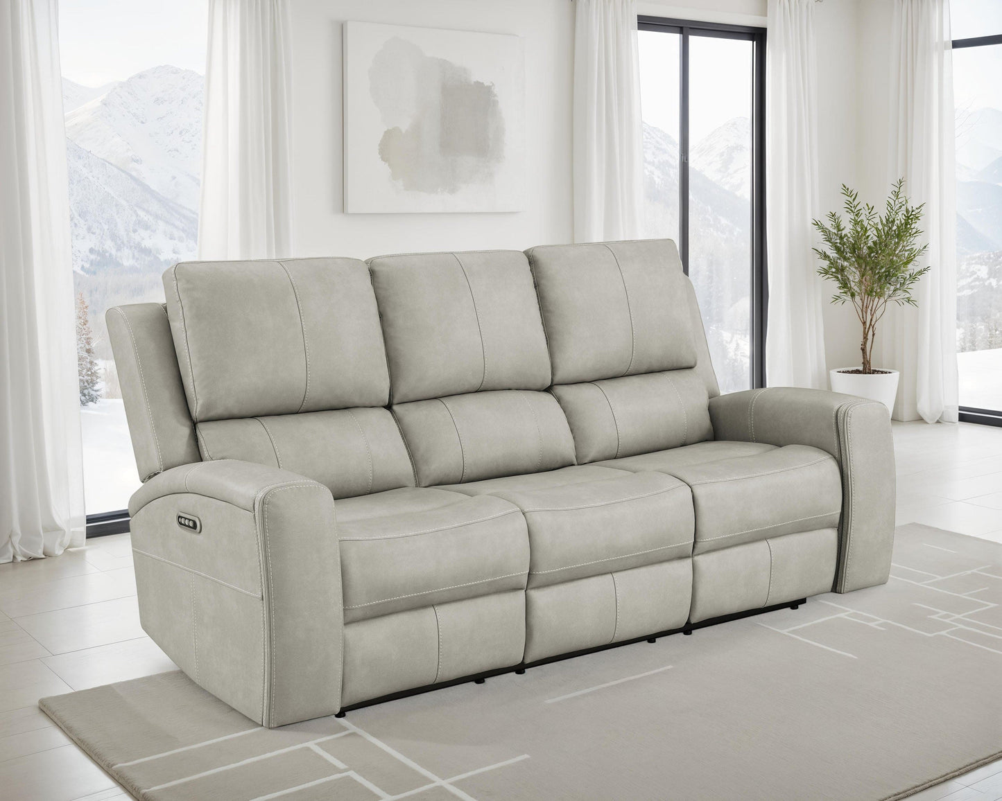 Brickston Triple Power Reclining Sofa Grey
