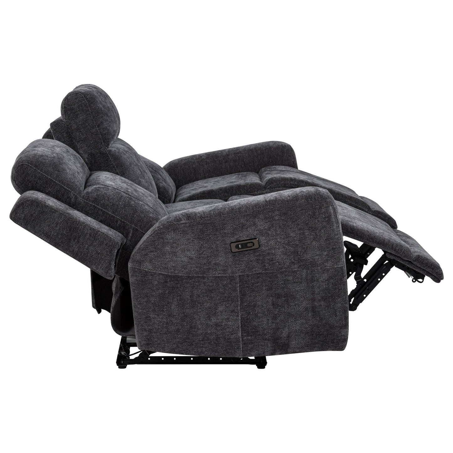 Kennett 2-piece Chenille Power Reclining Sofa Set Dark Grey