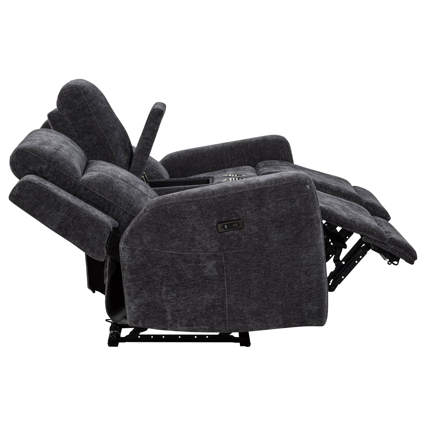 Kennett 2-piece Chenille Power Reclining Sofa Set Dark Grey