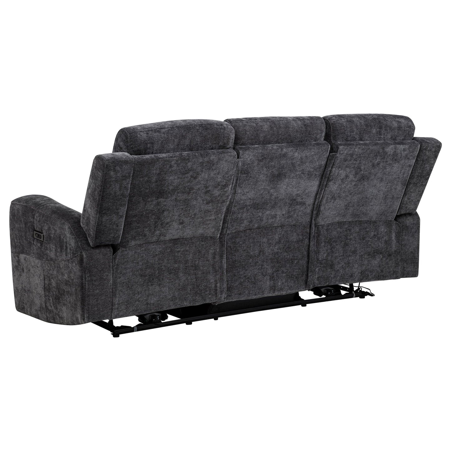 Kennett 3-piece Chenille Power Reclining Sofa Set Dark Grey