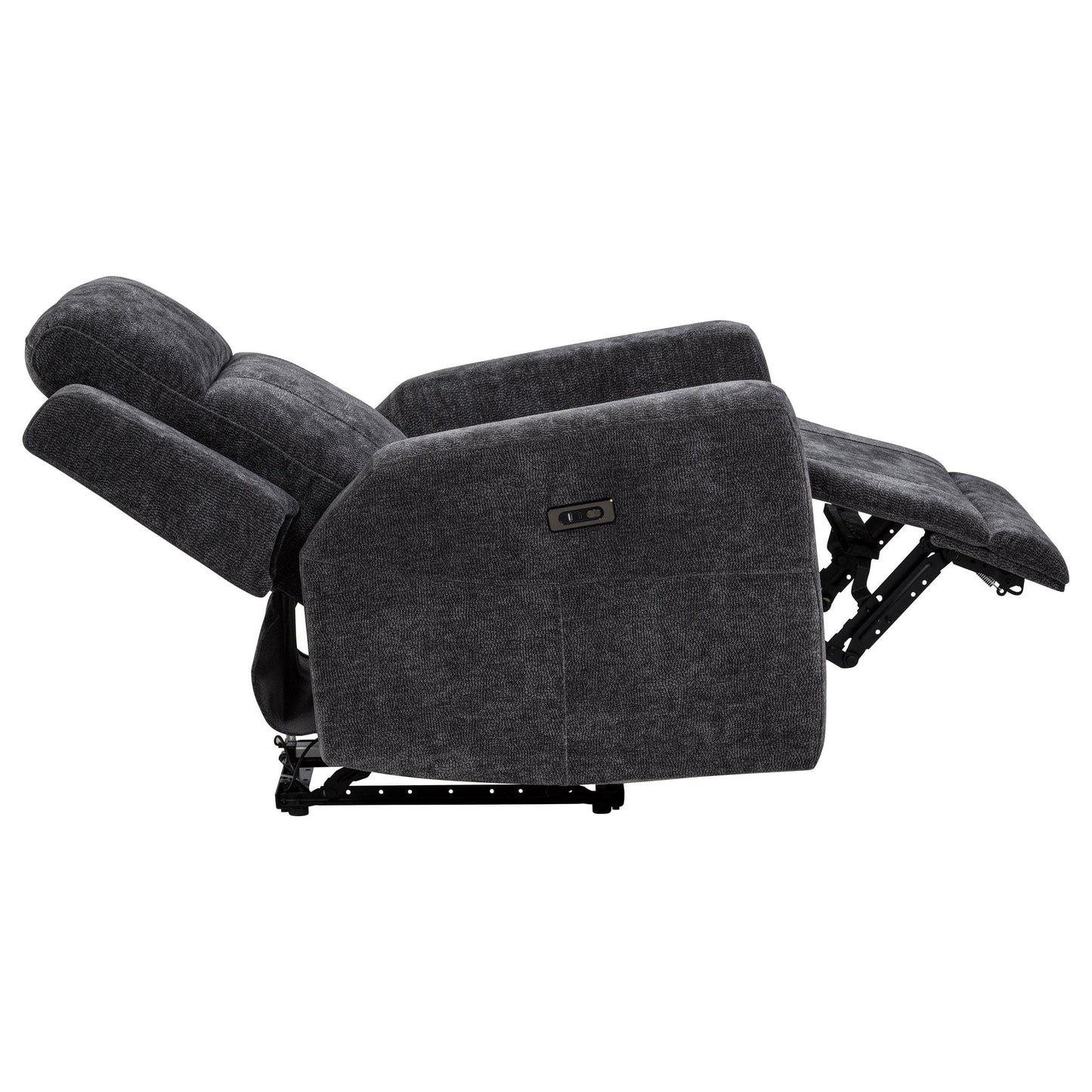 Kennett Chenille Upholstered Power Recliner Chair Dark Grey