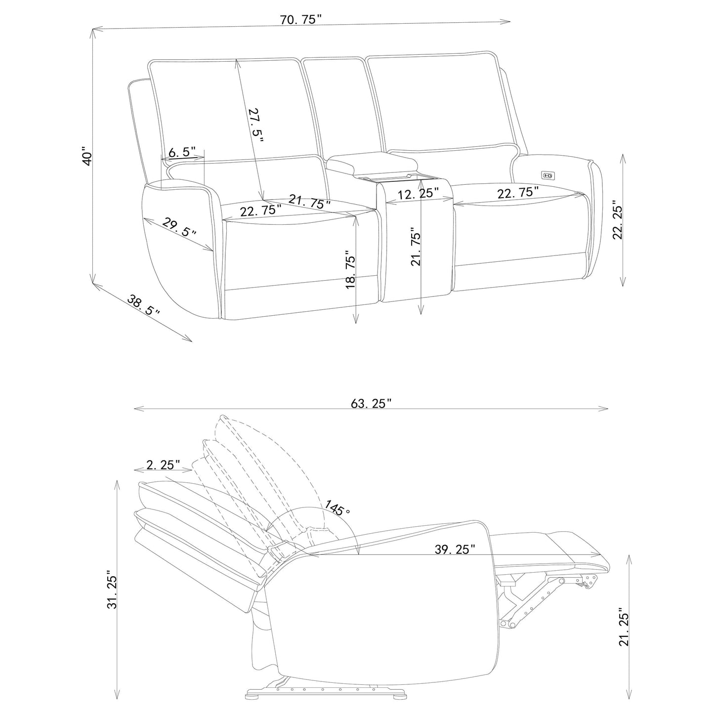 Sylmar 2-piece Chenille Power Reclining Sofa Set Dove Grey