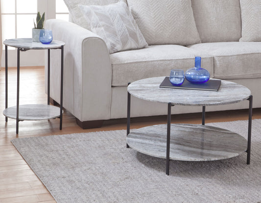Coleen Sanwar Green Marble 3 Piece Table Set