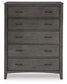 Montillan King Panel Bed with Mirrored Dresser and Chest