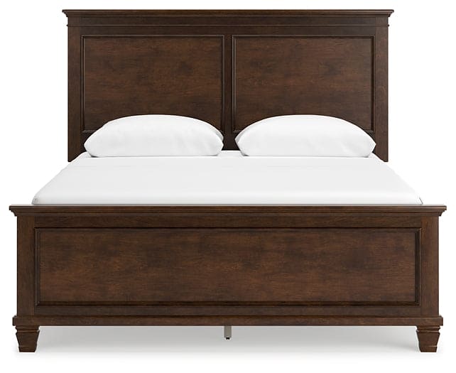 Danabrin Queen Panel Bed with Mirrored Dresser and Chest