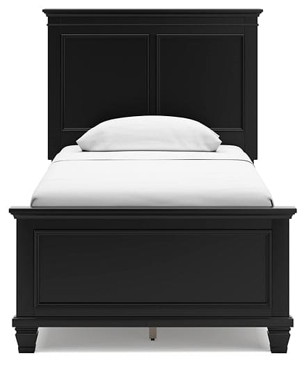 Lanolee Twin Panel Bed with Mirrored Dresser