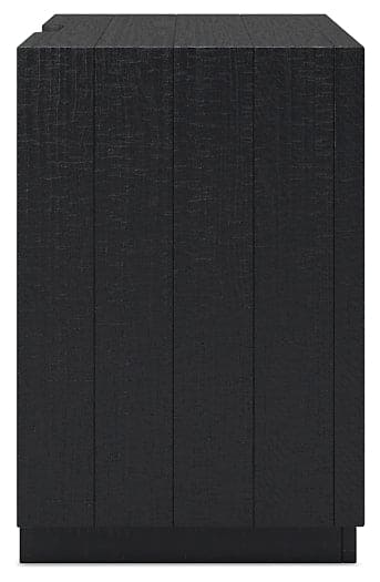 Londer California King Panel Bed with Mirrored Dresser and Nightstand