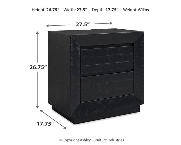 Londer Queen Panel Bed with Mirrored Dresser and Nightstand