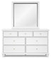 Fortman Queen Panel Bed with Mirrored Dresser, Chest and Nightstand