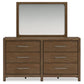 Cabalynn California King Upholstered Bed with Mirrored Dresser and Chest