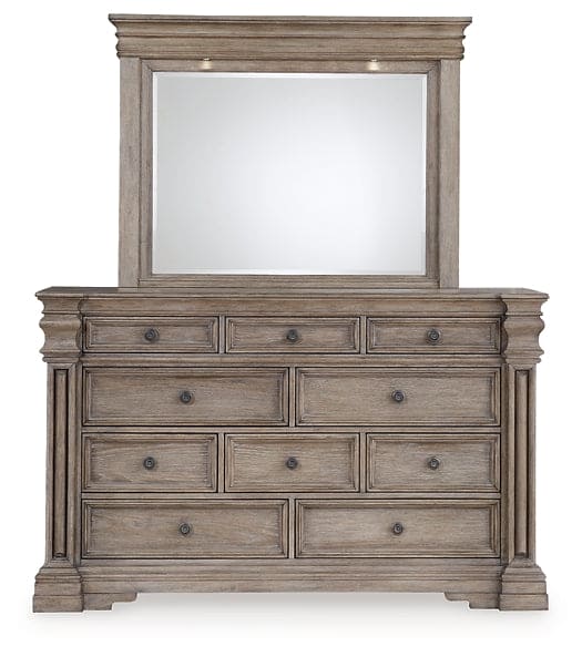 Blairhurst Queen Panel Bed with Mirrored Dresser, Chest and Nightstand