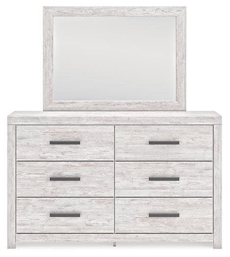 Cayboni Queen Panel Bed with Mirrored Dresser and Chest