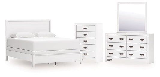 Binterglen Queen Panel Bed with Mirrored Dresser and Chest