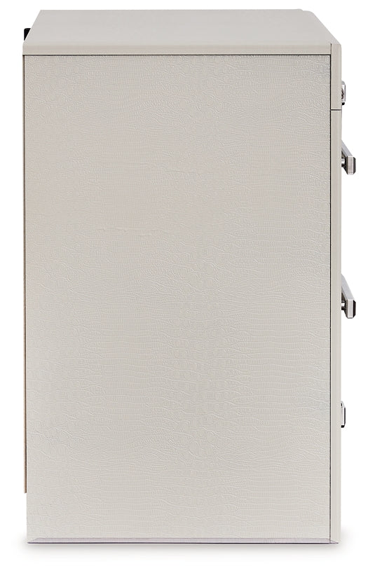 Zyniden Full Upholstered Panel Headboard with Mirrored Dresser and Nightstand