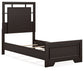 Covetown Twin Panel Bed with Mirrored Dresser and Nightstand