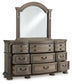 Ardenfield California King Upholstered Sleigh Bed with Mirrored Dresser, Chest and Nightstand