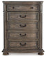 Ardenfield Queen Upholstered Sleigh Bed with Mirrored Dresser, Chest and Nightstand