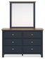 Landocken Full Panel Headboard with Mirrored Dresser and Chest