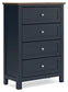 Landocken Full Panel Headboard with Mirrored Dresser and Chest