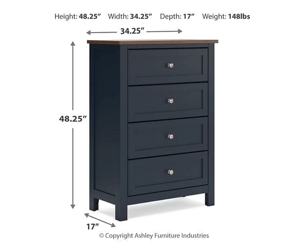 Landocken Full Panel Headboard with Mirrored Dresser and Chest