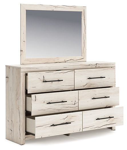 Lawroy Queen Panel Headboard with Mirrored Dresser and Nightstand