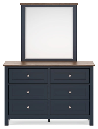 Landocken Twin Panel Headboard with Mirrored Dresser and Chest