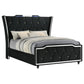 Lorient Queen LED Upholstered Wingback Bed Black