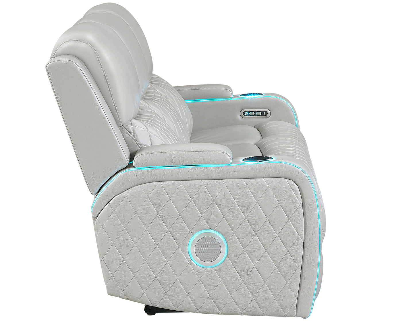 Luna Home Cinema Power Reclining Sofa, Ice Vegan Leather