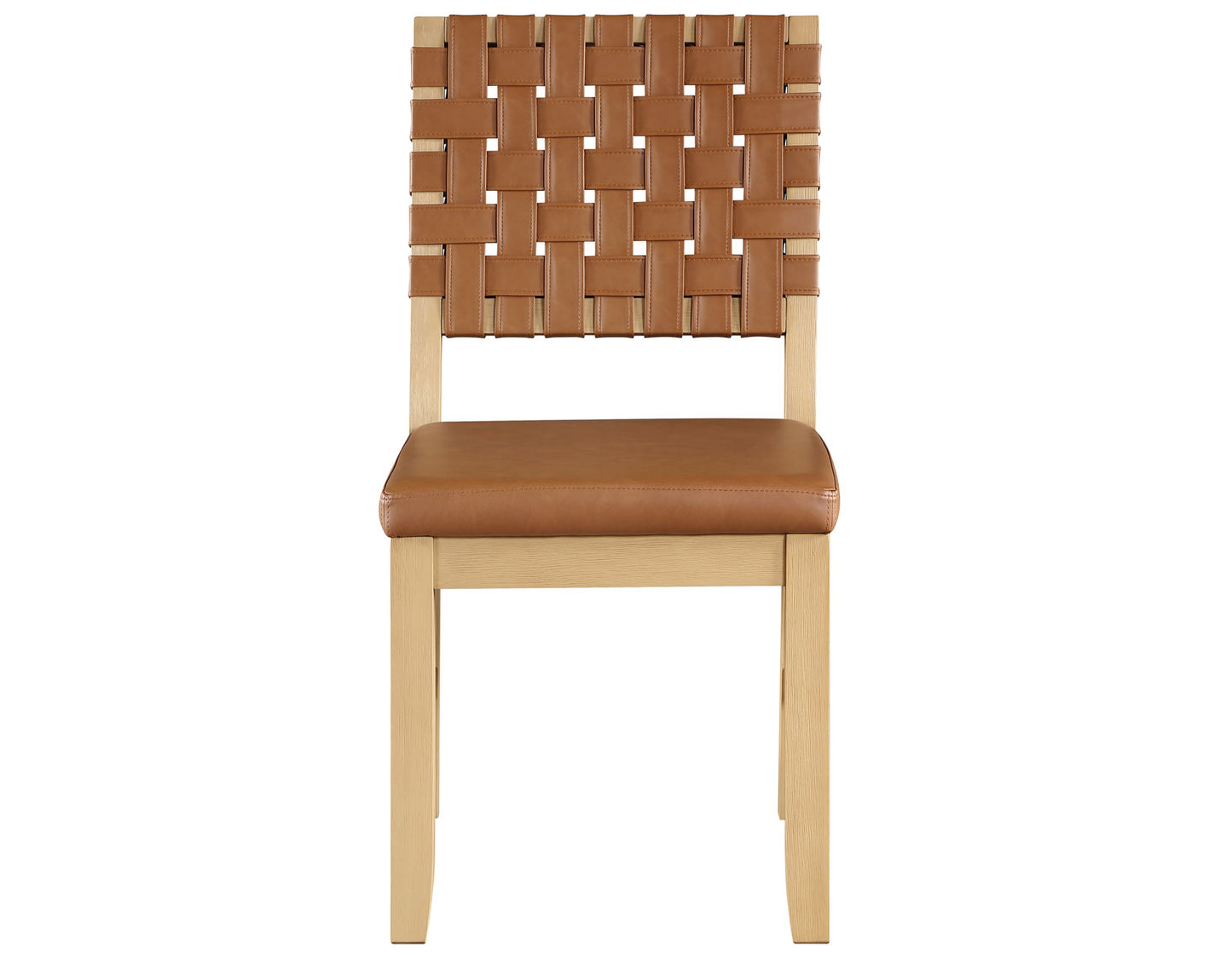 Reid Camel Vegan Leather Side Chair, Sand Finish