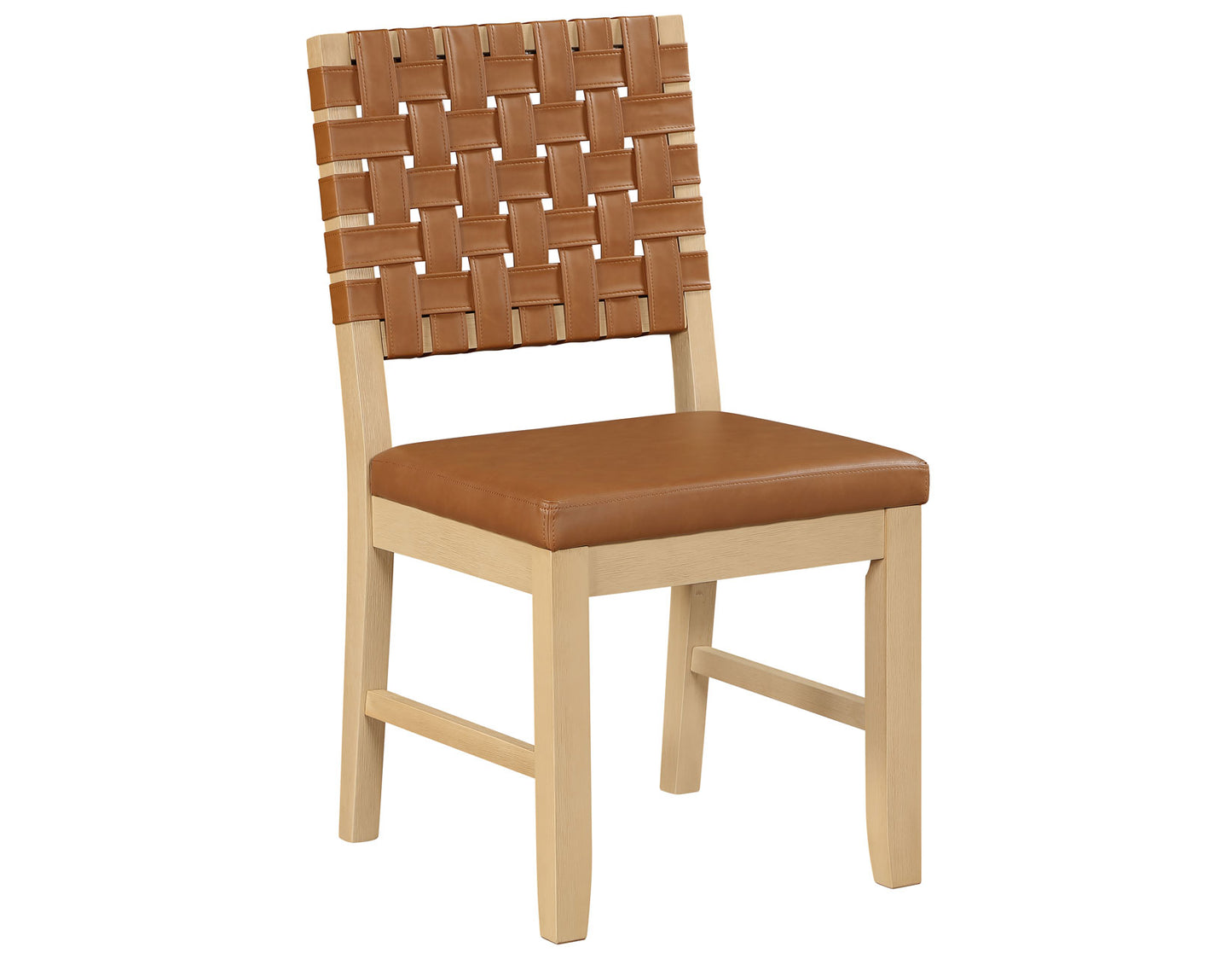 Reid Camel Vegan Leather Side Chair, Sand Finish