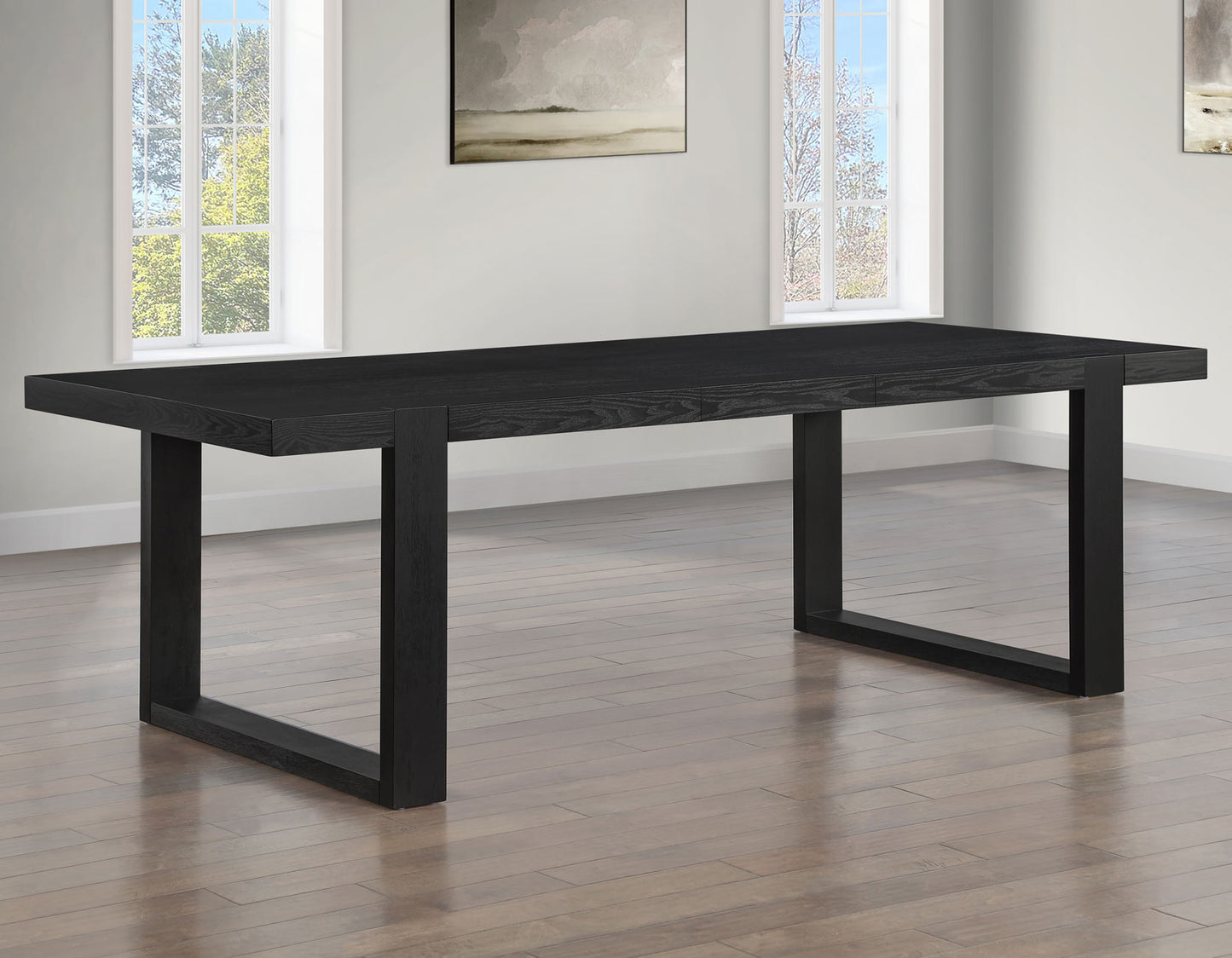 Reid 77-95″ Dining Table with 18″ Leaf, Black Finish