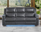 Luna Home Cinema Power Reclining Sofa, Charcoal Vegan Leather