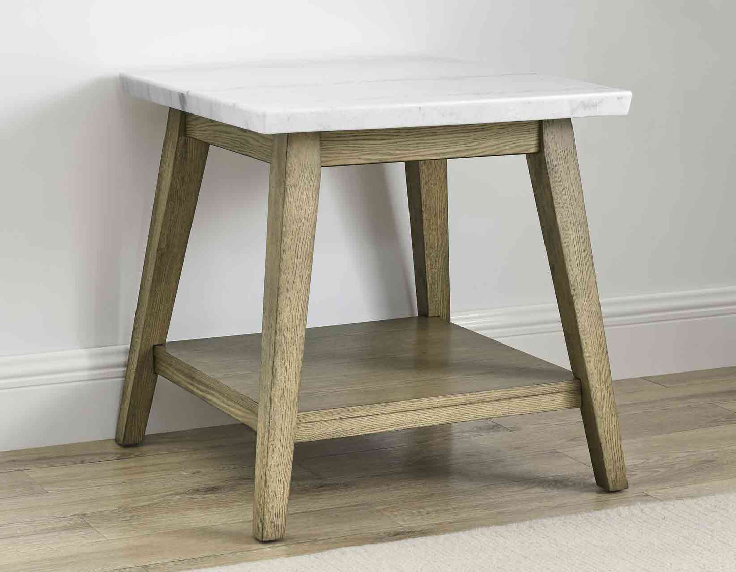 Vida, End Table, White Marble Top, Blonde