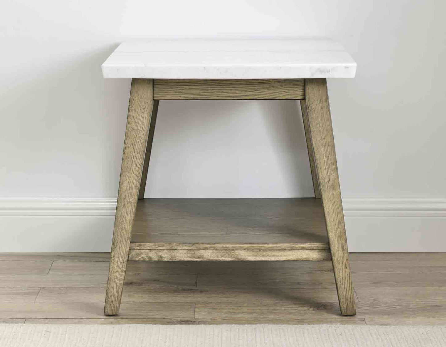 Vida, End Table, White Marble Top, Blonde