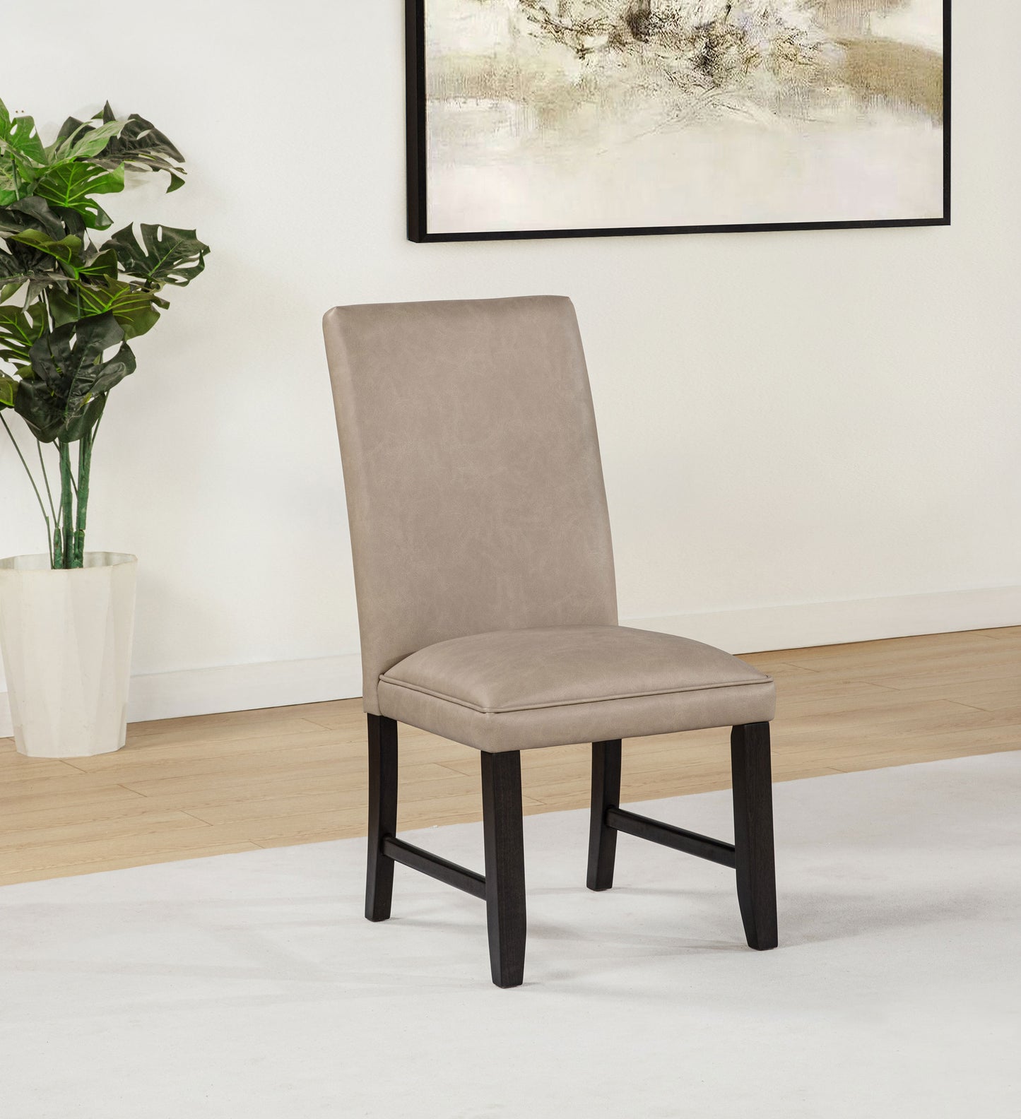 Averill Faux Leather Upholstered Dining Side Chair Tan (Set of 2)