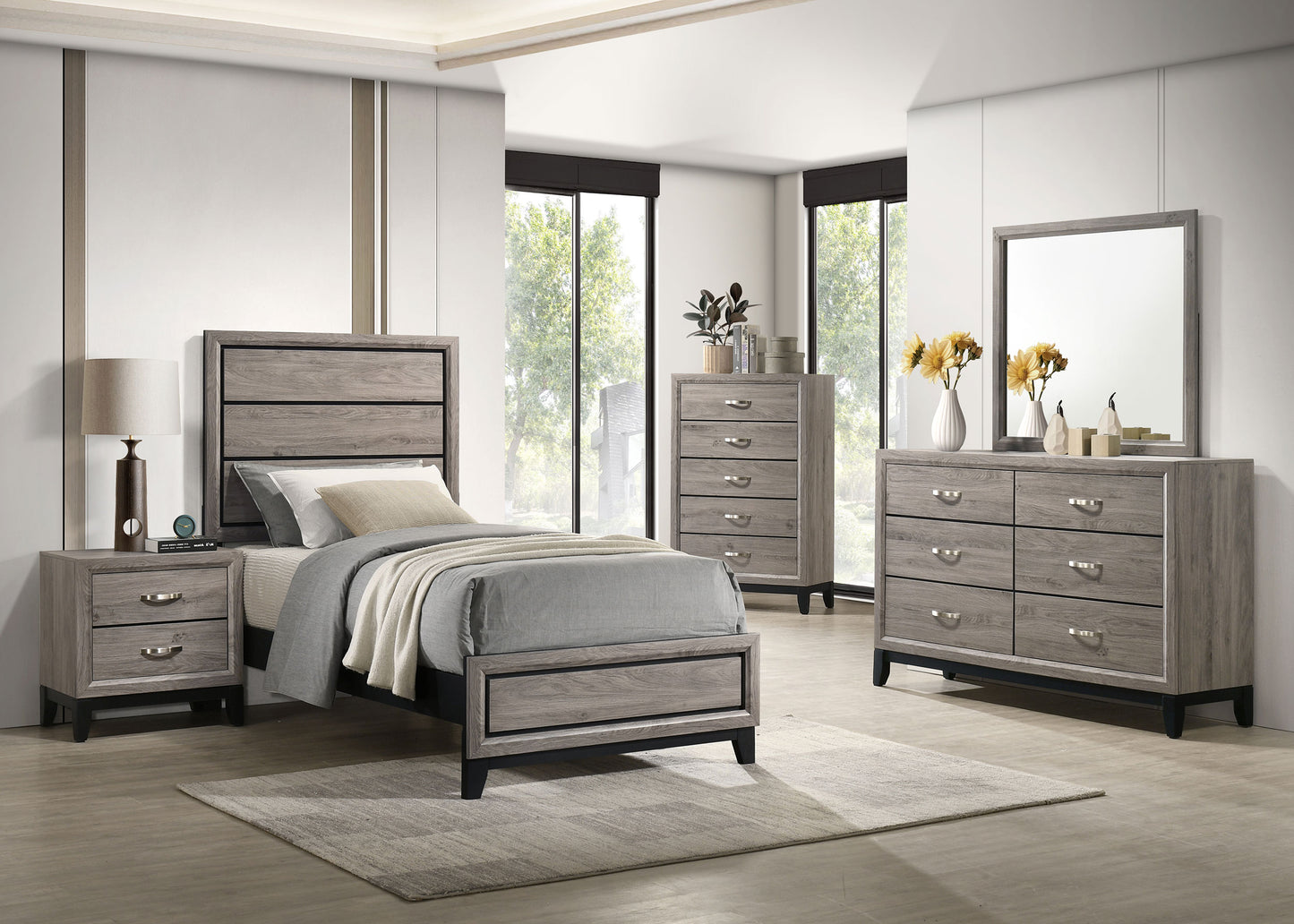 Watson Wood Twin Panel Bed Light Taupe