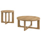 Kessler 2-piece Round Sculptural Wood Coffee Table Set Light Oak