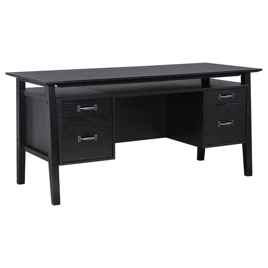 Goodson 64-inch 4-Drawer Double Pedestal Computer Desk Black