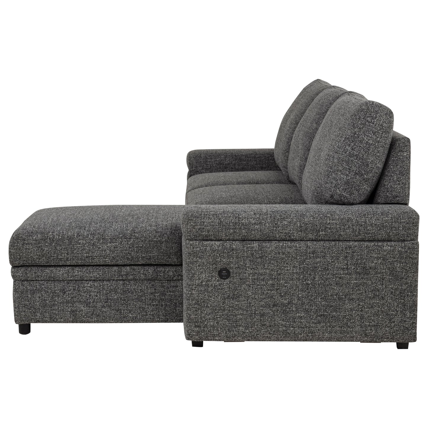 Demko Sleeper Sectional Sofa with Speaker and Storage Chaise Granite