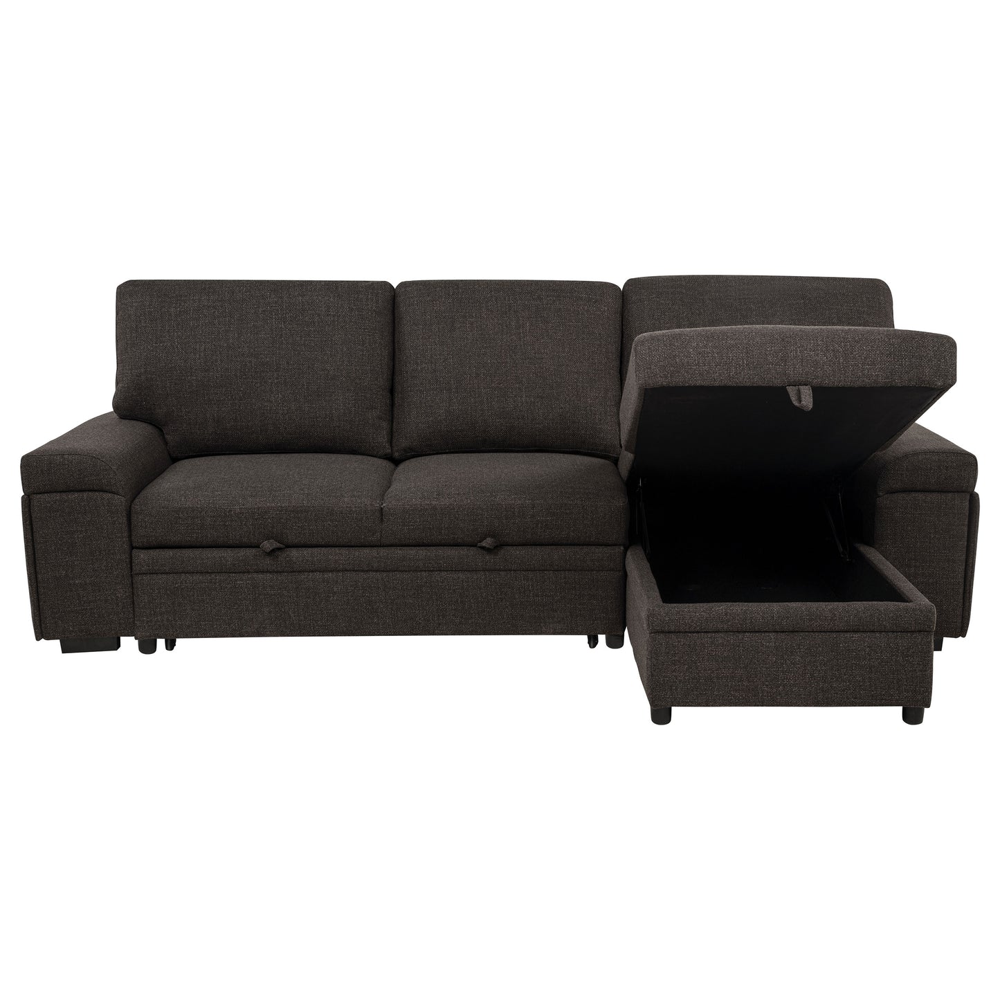 Demko Sleeper Sectional Sofa with Speaker and Storage Chaise Brown