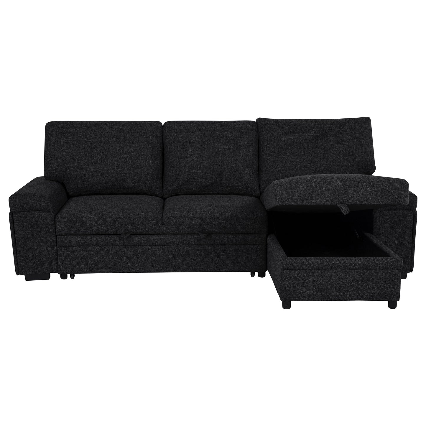 Demko Sleeper Sectional Sofa with Speaker and Storage Chaise Black