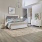 King California Uph Bed, Dresser & Mirror, Chest