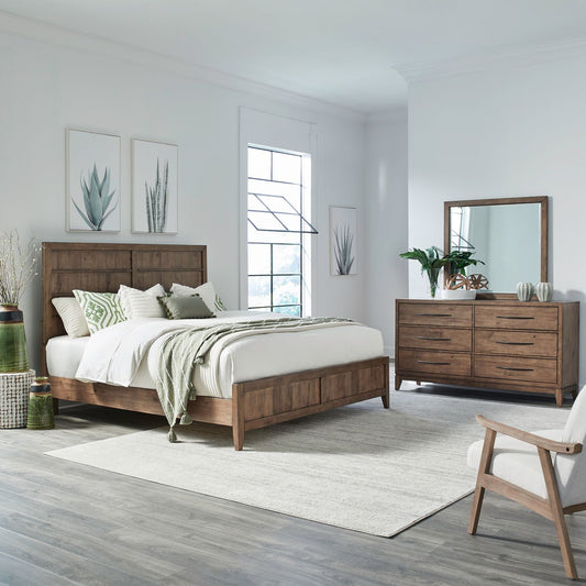 King Panel Bed, Dresser & Mirror