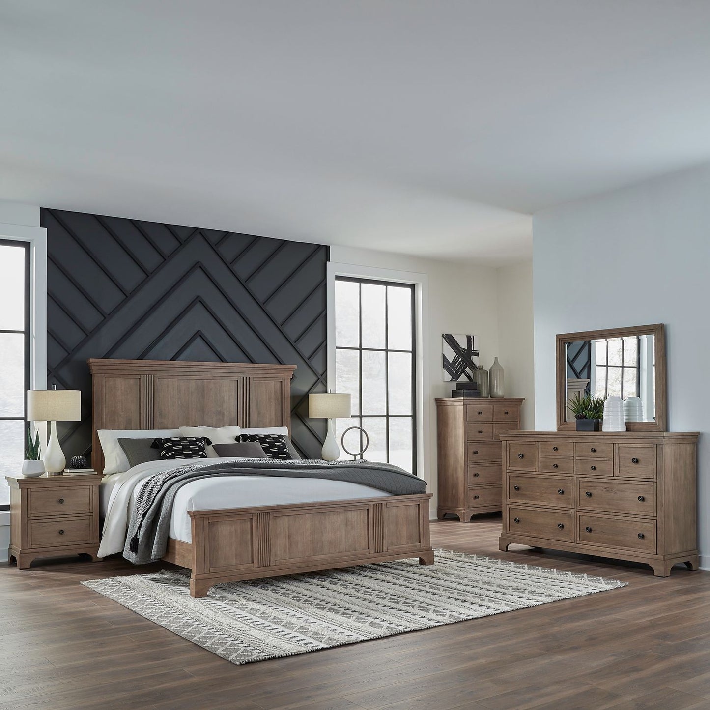 Queen Panel Bed, Dresser & Mirror, Chest, Night Stand