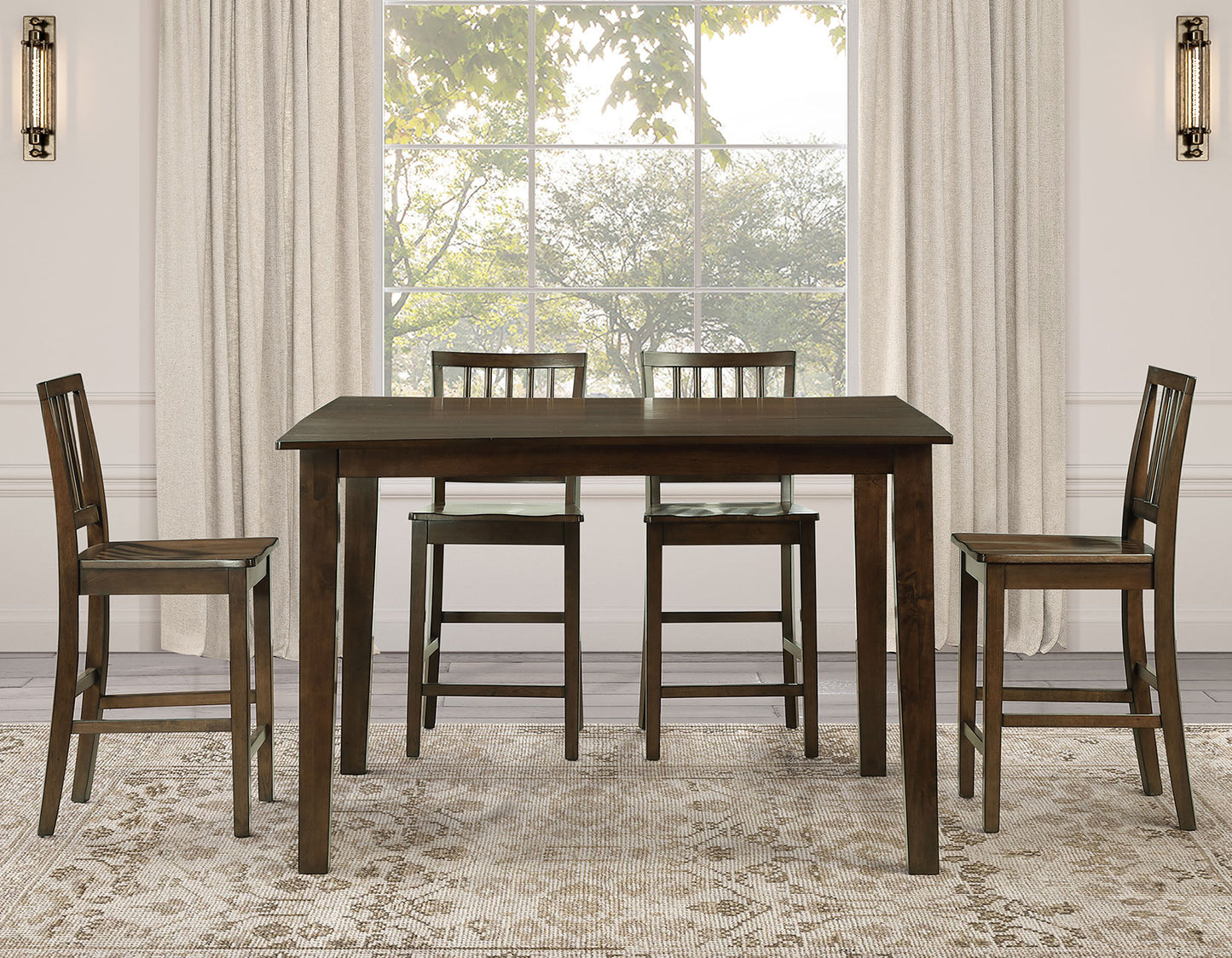 Joplin 5-Piece Counter Dining Set, Walnut Finish