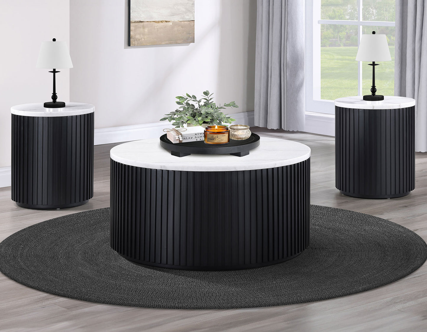 Colvin Marble, Black

Cocktail Table, Castered
End Table