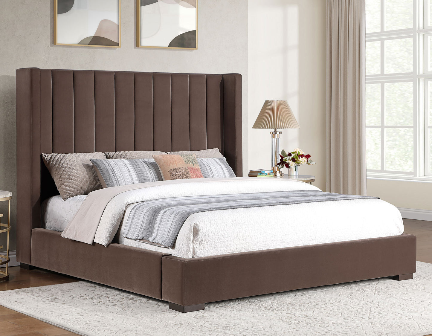 Pearson King Bed, Chocolate Velvet