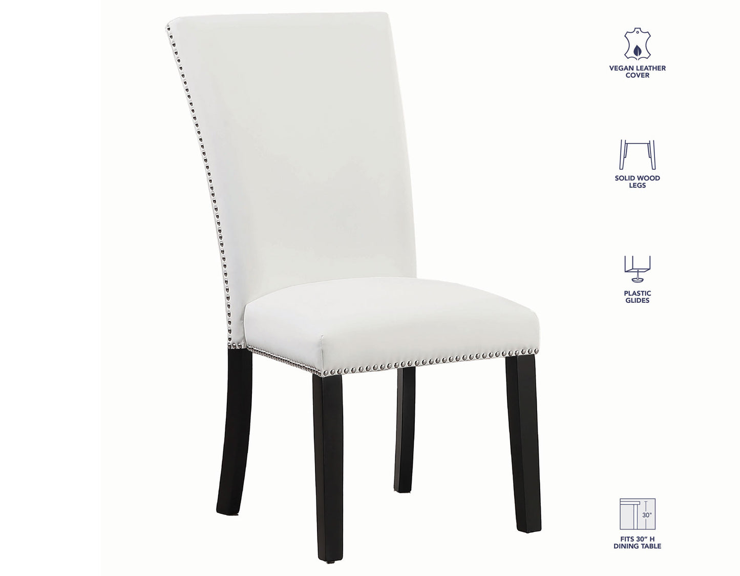 Artemis Side Chair, White Vegan Leather Cover