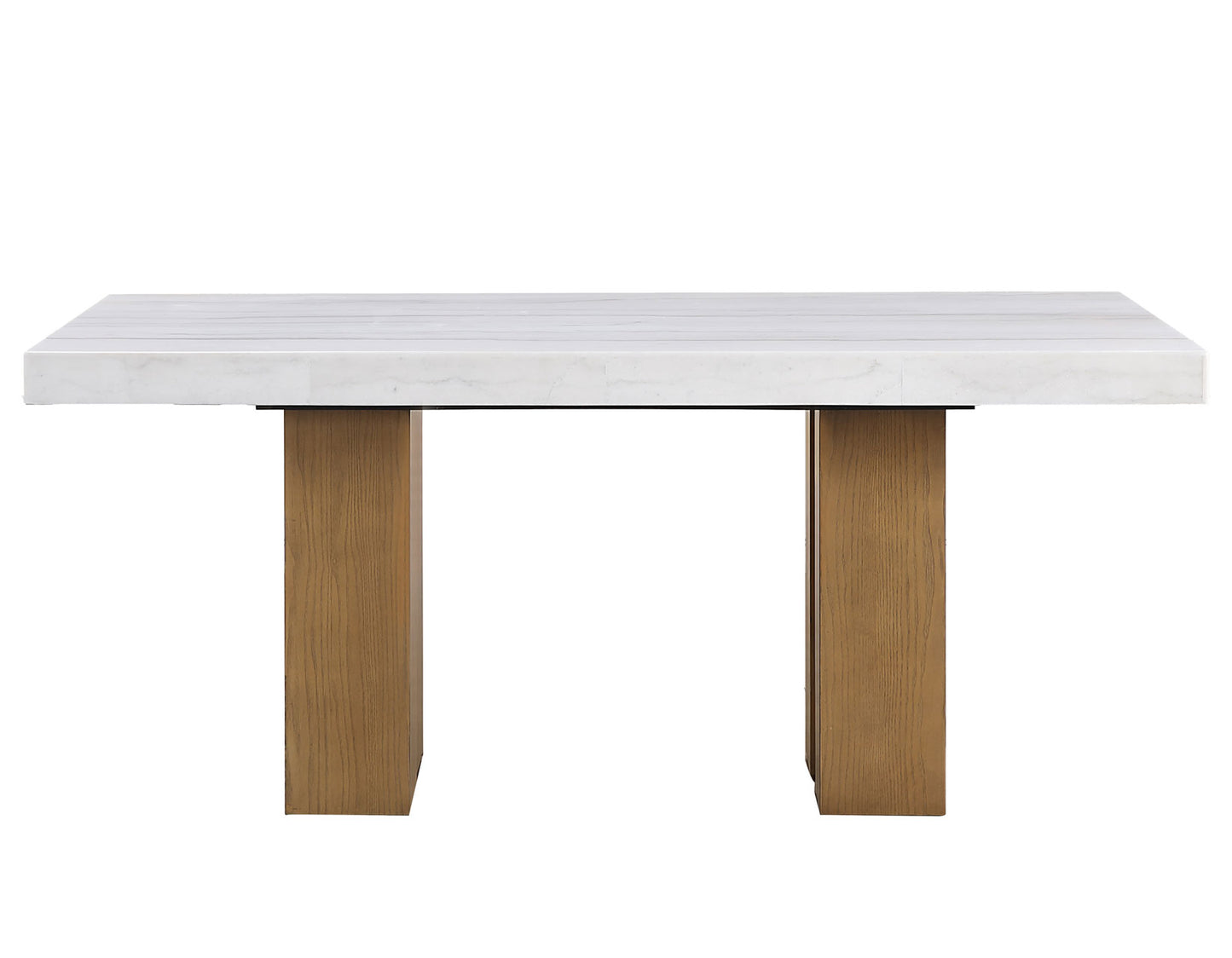 Artemis 70in White Marble Dining Table, Sand Finish