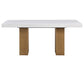 Artemis 70in White Marble Dining Table, Sand Finish